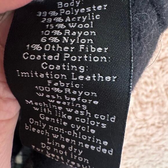 Rock & Republic Cape Poncho Wool Blend Black Cream Plaid Moto Style XS/S Y2K EC - Picture 6 of 10